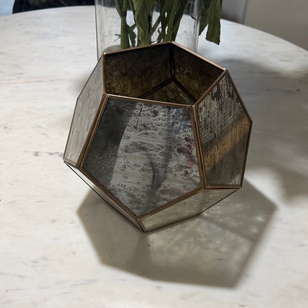 Geometric Gold and Silver Decorative Vase